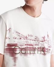 Calvin Klein Jeans Men's Short Sleeve NYC Skyline T-Shirt Ivory Small