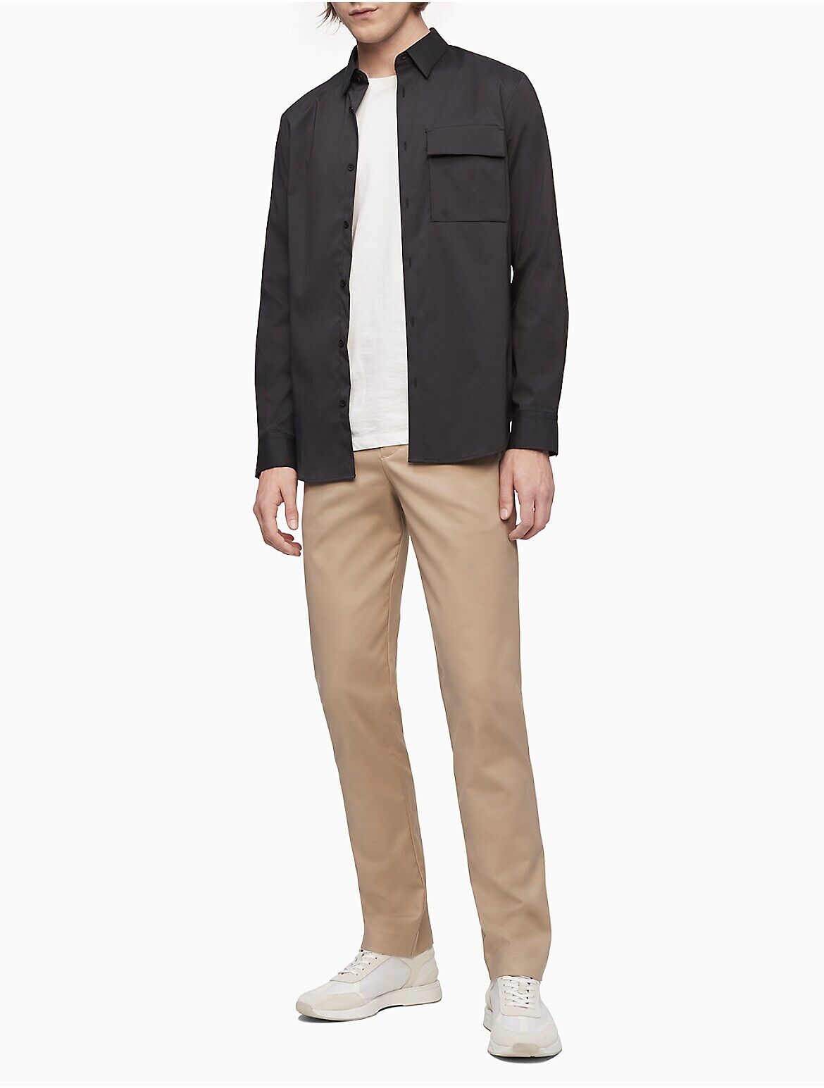 Calvin Klein Mens Modern fit Chinos Pants 34 / 30 Beige Tan Solid