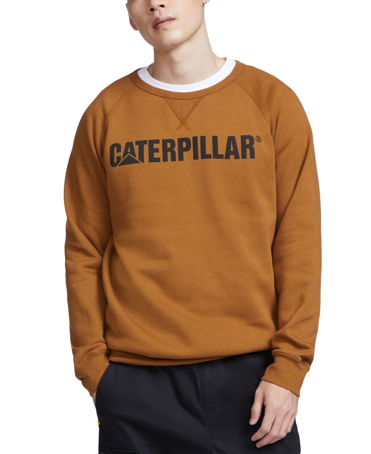 Caterpillar Men's Foundation Logo-Print Sweatshirt Bronze Small