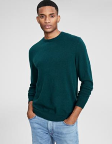 Club Room Men's Cashmere Crew Neck Sweater Cashmere Holly Green XL