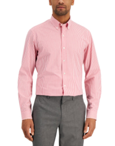 Club Room Men's Bengal Stripe Dress Shirt Red Medium