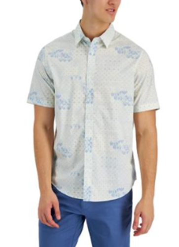 Club Room Mens Brook Patchwork Shirt Blue Combo Medium