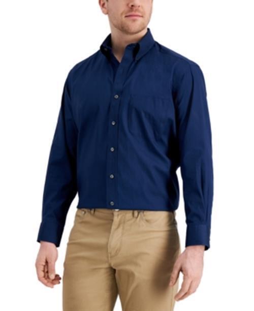 Club Room Men's Regular Fit Pinpoint Dress Shirt Deep Ocean 17.5 / 34-35