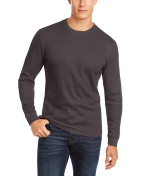 Club Room Men's Thermal Crewneck Shirt Dark Lead Small