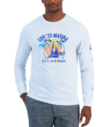 Club Room Mens Cypress Marina Classic-Fit T-Shirt Ice Melt Blue Small