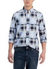 Club Room Mens Darren Classic-Fit Plaid Patchwork Navy Blue XL