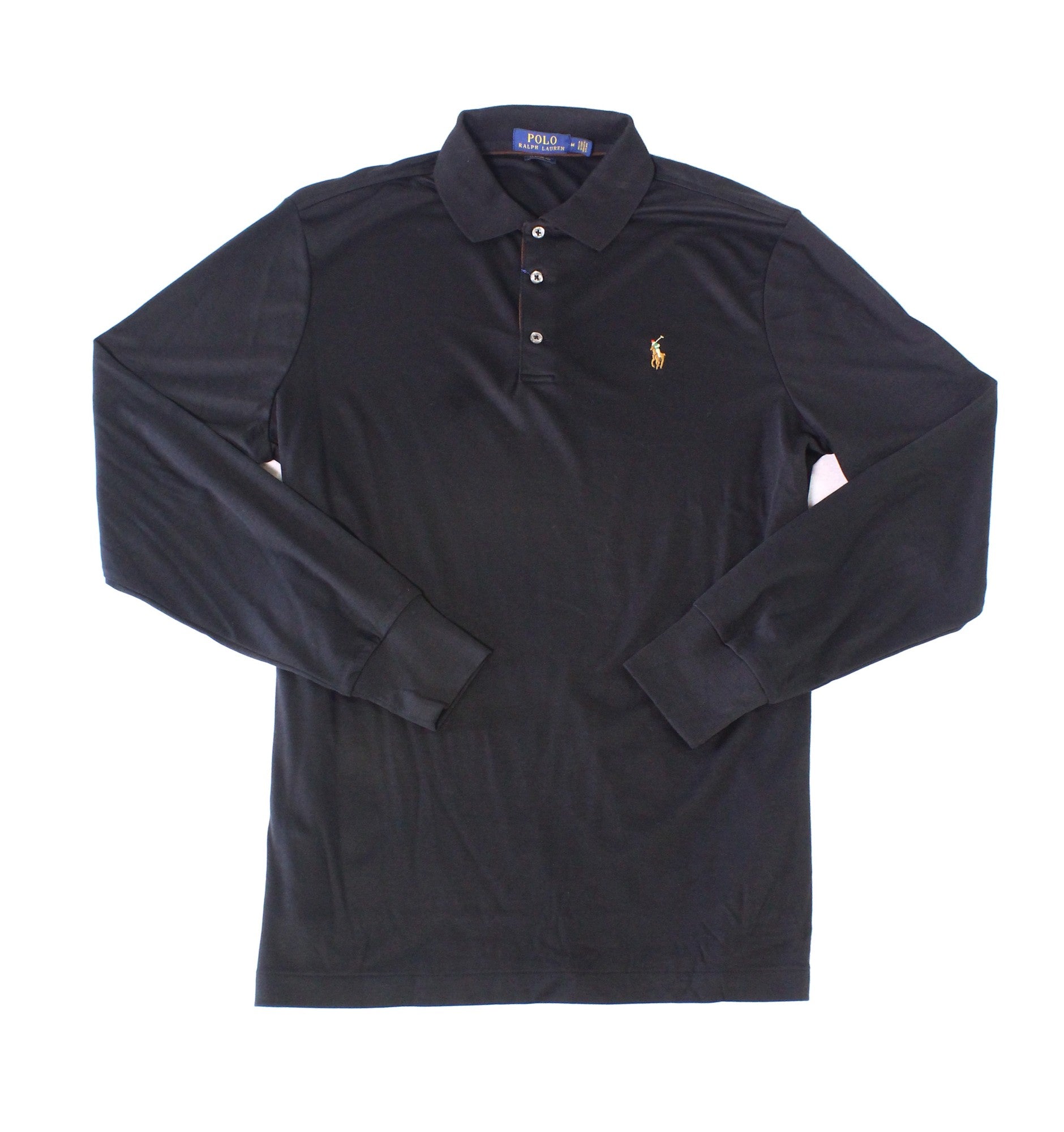 Polo Ralph Lauren Mens Classic fit Long Sleeve Polo Shirt XXL Black Solid