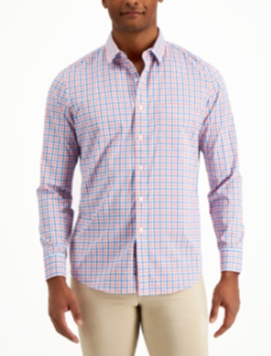 Club Room Mens Drew Tattersall Shirt Blue Paradise Combo XL