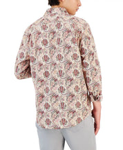 Club Room Men's Everly Paisley Shirt Beige Khaki Medium