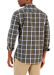 Club Room Mens Fergus Classic-Fit Plaid Poplin Navy Blue 2XL