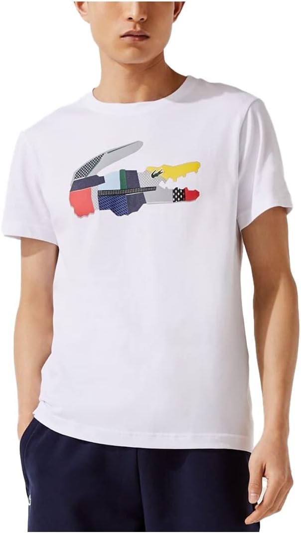 Lacoste Mens Graphic Croc Center Chest T Shirt 4 / Medium White