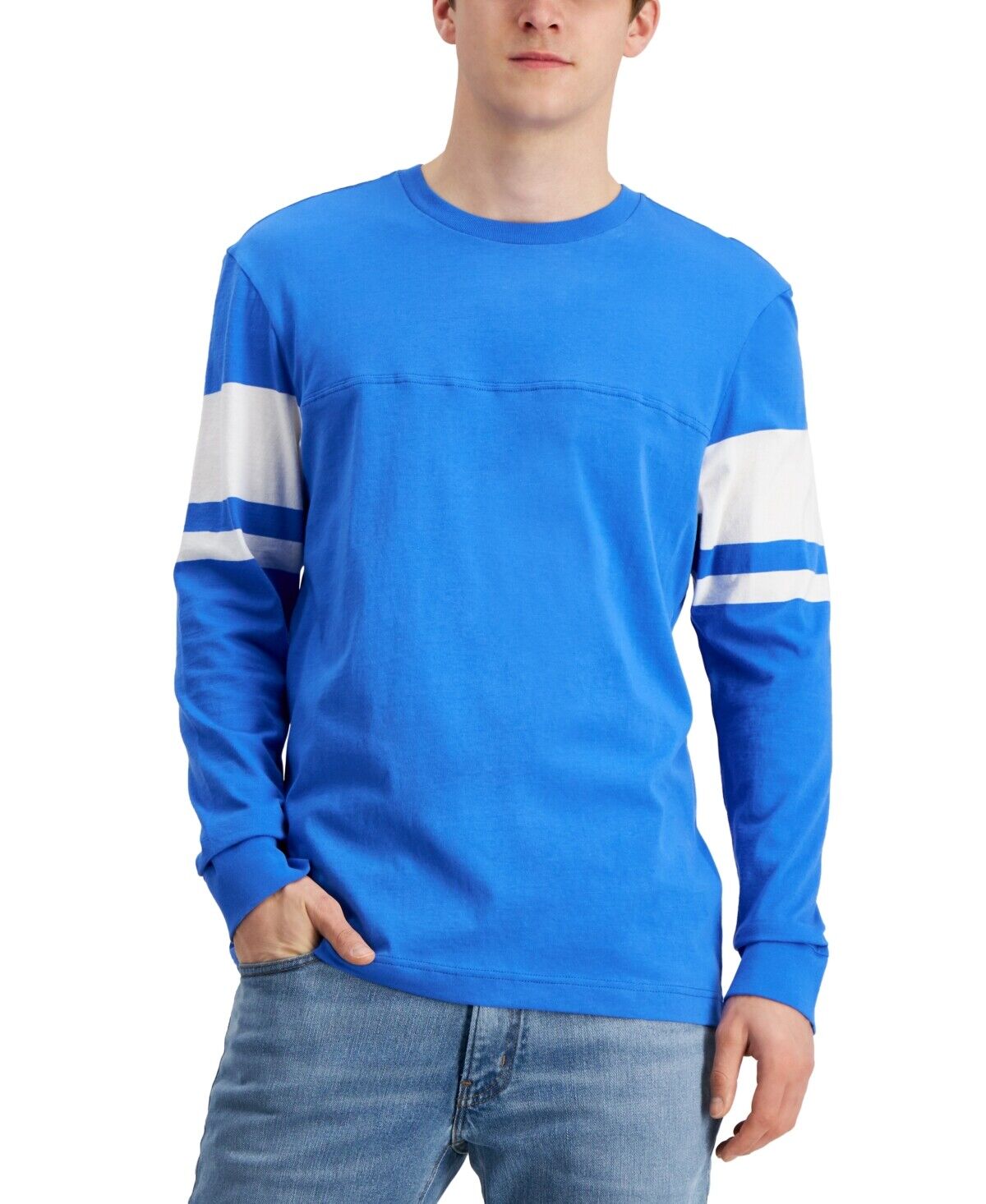 Club Room Mens Football Long Sleeve T-Shirt Palace Blue 2XL