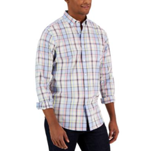 Club Room Mens Hardcastle Long-Sleeve Shirt Pale Ink Blue 2XL