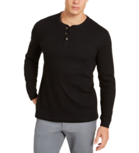 Club Room Mens Henley T Shirt Deep Black 2XL