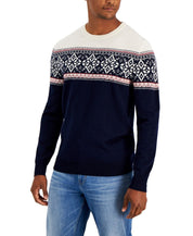Club Room Mens Fairisle Merino Crewneck Sweater Navy Blue 2XL