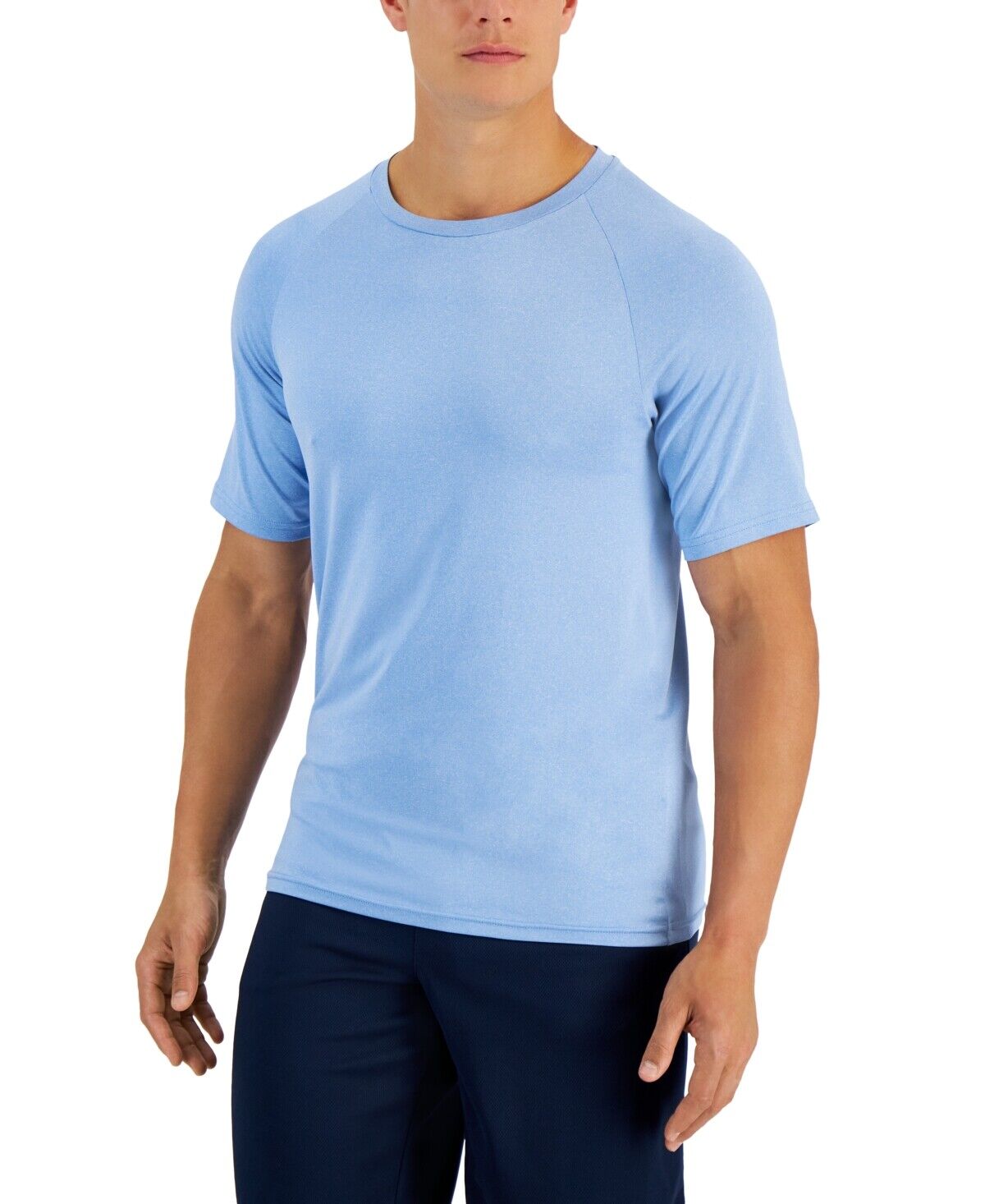 Club Room Mens Rashguard Short-Sleeve Shirt Surf Blue Heather Small