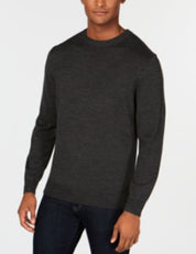 CLUB ROOM Men's Solid Crew Neck Merino Wool Blend Sweater Black Large