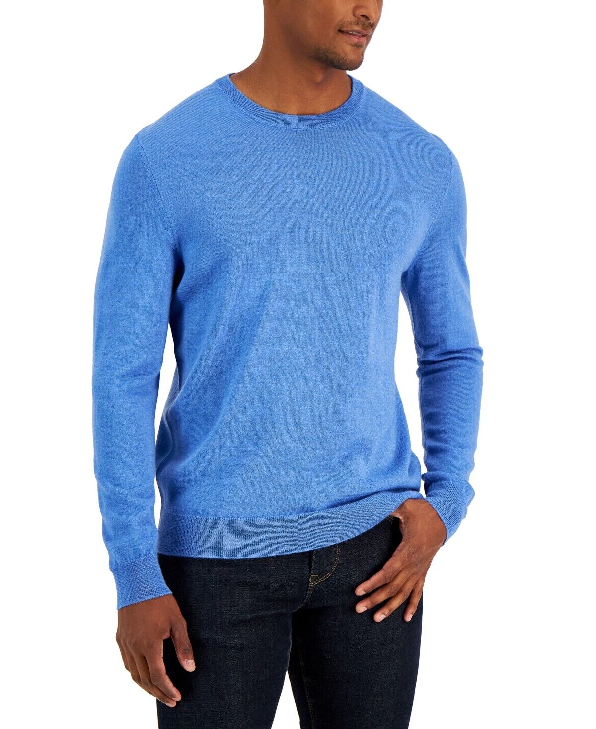 Club Room Mens Regular Fit Solid Crewneck Sweater Blue Small