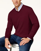 Club Room Men's Regular Fit V Neck Sweater Red Plum XL