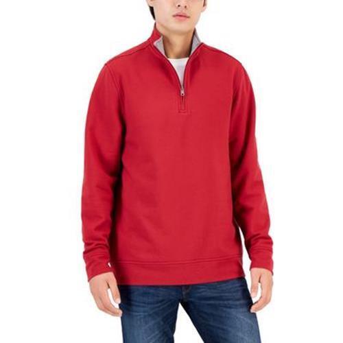 Club Room Mens Quarter-Zip Comfy Cozy Sweatshirt Red Medium