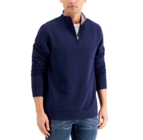 Club Room Men's Stretch Quarter-Zip Fleece Sweatshirt Navy Large