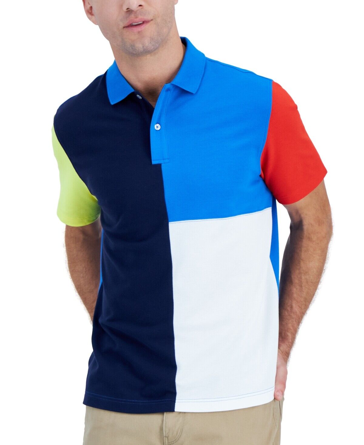 Club Room Mens Short-Sleeve Colorblocked Polo Shirt Medium Sapphire 2XL