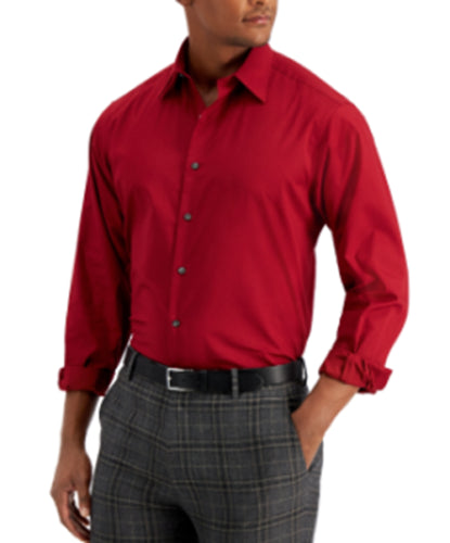 Club Room Men's Solid Dress Shirt Carmine Red Large