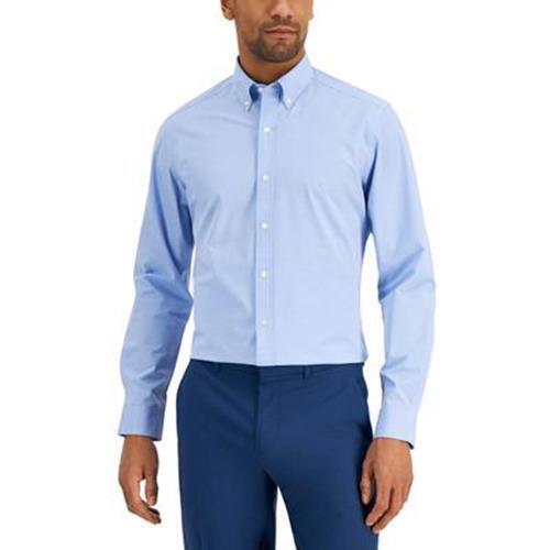 Club Room Men's Solid Button Down Dress Shirt Medium Blue Size XXL