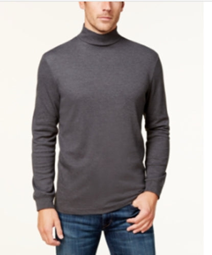Club Room Men's Solid Mock-Neck Shirt Charcoal Heather 2XL