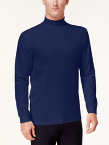 Club Room Men's Solid Mock-Neck Shirt Navy Blue 2XL