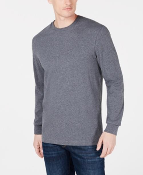 Club Room Mens Long Sleeve T-Shirt Charcoal Heather Small