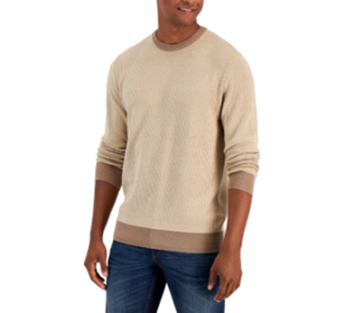 Club Room Men's Two Tone Crewneck Sweater Walnut Brown XXL
