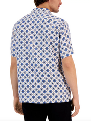 CLUB ROOM Men's Silk Medallion Shirt Bright White Small