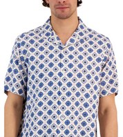 CLUB ROOM Men's Silk Medallion Shirt Bright White Small