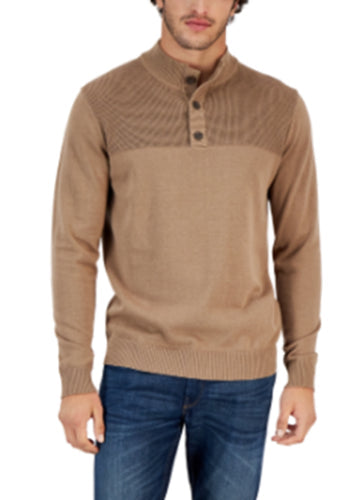Club Room Men's Waffle Button Mock Neck Sweater Cracked Walnut Brown 3XL
