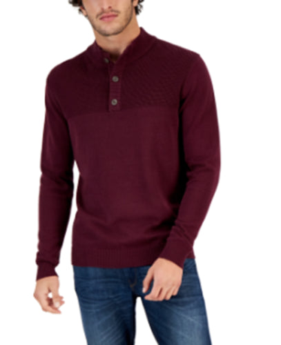 Club Room Mens Waffle Sweater Red Plum Medium