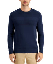 Club Room Men's Textured Cotton Crewneck Sweater Navy Blue Large