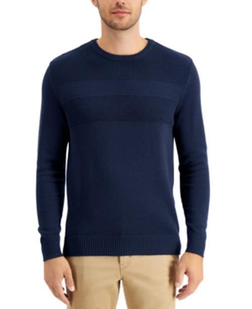 Club Room Navy Blue Textured Cotton Sweater Medium