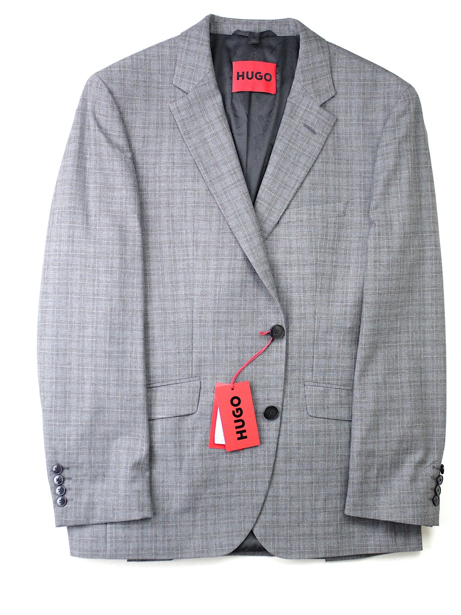 Hugo Boss Men's Wool Blend Modern-Fit Plaid Suit Jacket 38S Grey Blue Check
