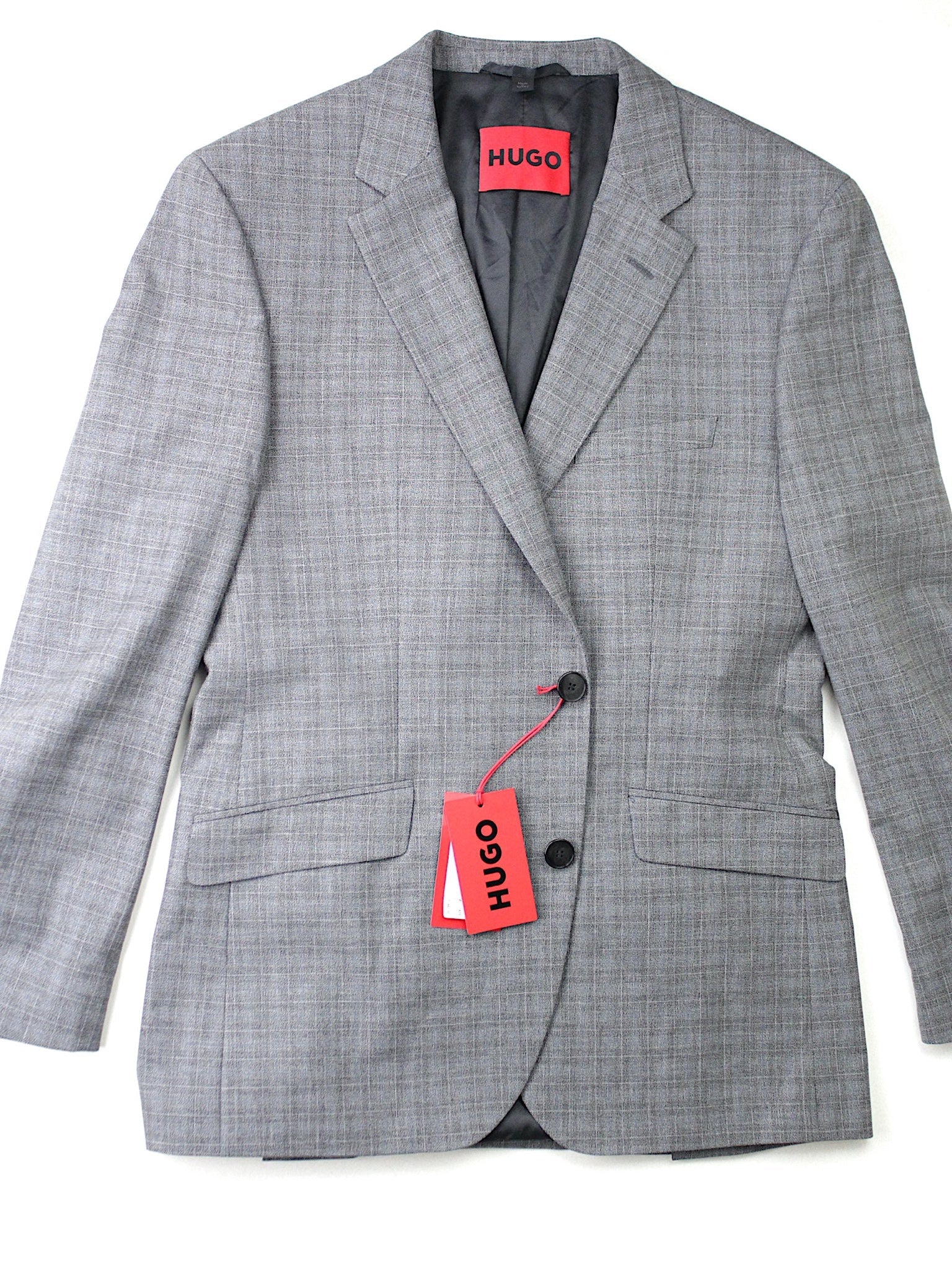 Hugo Boss Men's Modern-Fit Check Suit Jacket Grey Blue Plaid 38R