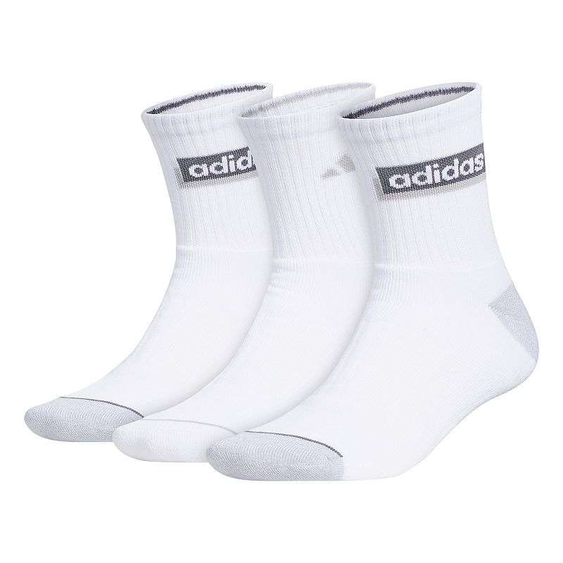 Adidas Men's 3 Pack Sport Linear High White Onix Grey Socks 6 - 12
