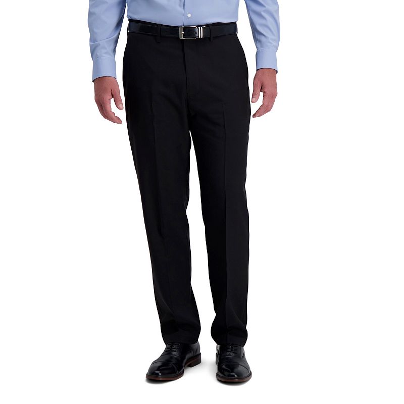 Haggar Mens Classic fit Dress Pants 34 / 30 Black Solid