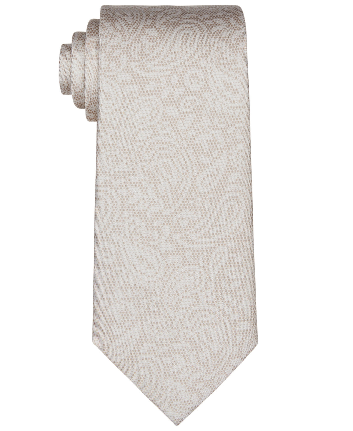 Michael Kors Men's Classic Dotted Paisley Print Silk Tie Taupe Beige Necktie
