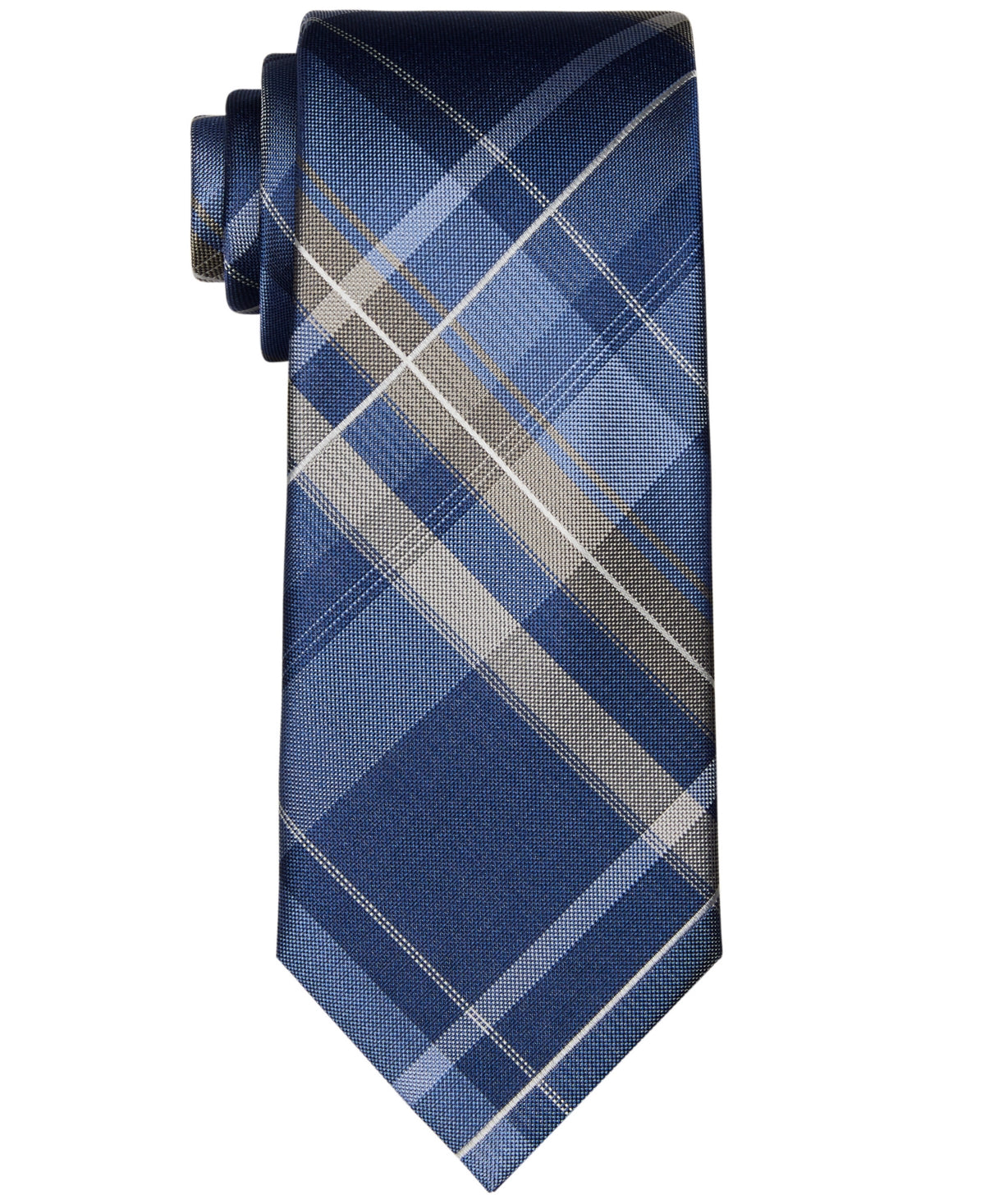Michael Kors Men's Classic Plaid Tie Blue Tan Multi Necktie