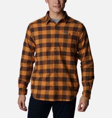 Cornell Woods Mens Flannel Checkered Button Down Shirt Orange Combo XXL