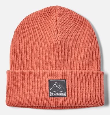 Columbia Men's Whirlibird Cuffed Beanie Hat Dark Coral Red Osfa Reg