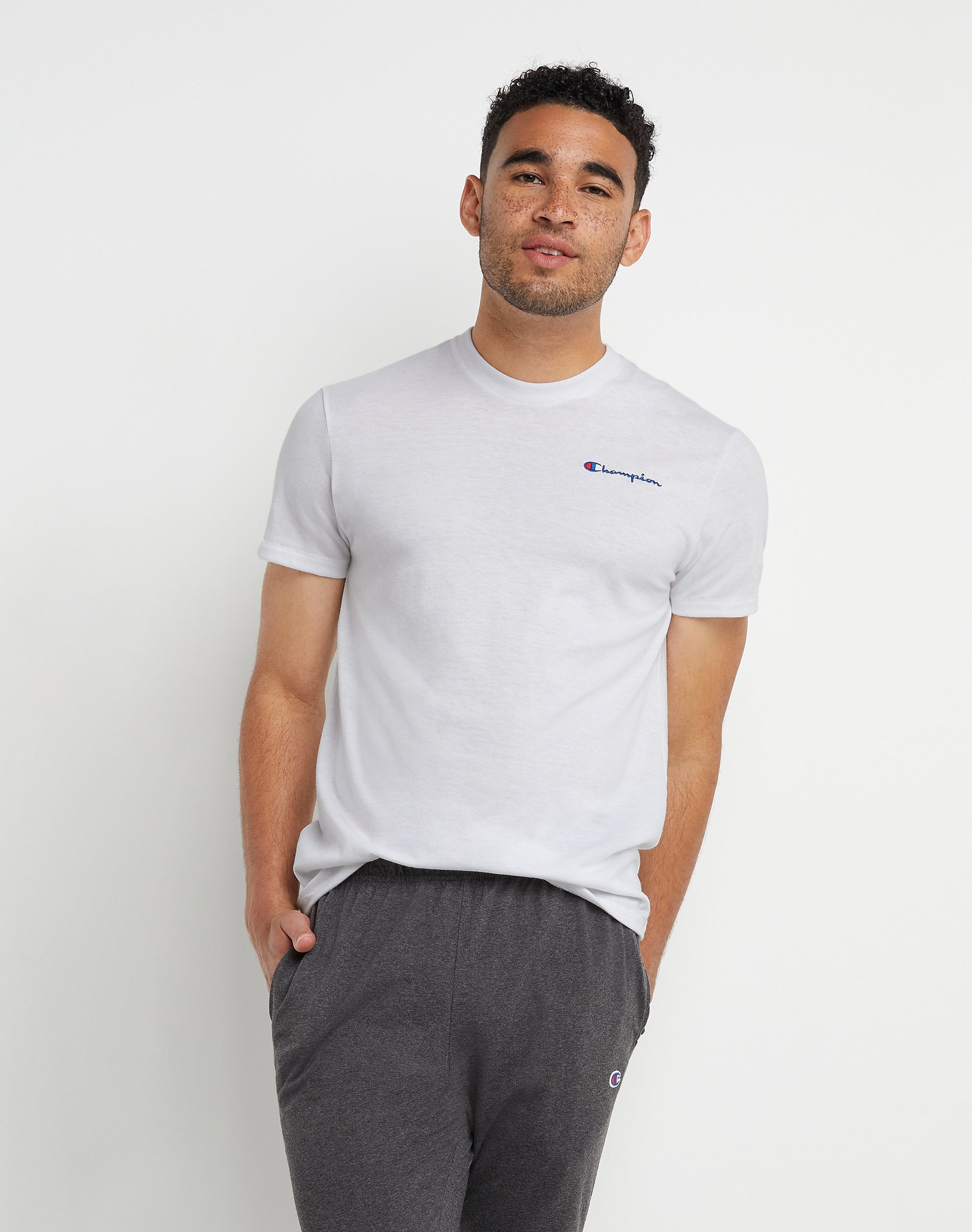 Champion Men's Vintage Classic Short Sleeve Crewneck T Shirt White Small