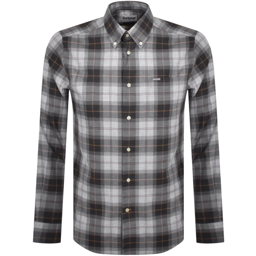Barbour Wetheram Mens Long Sleeve Shirt Grey Large