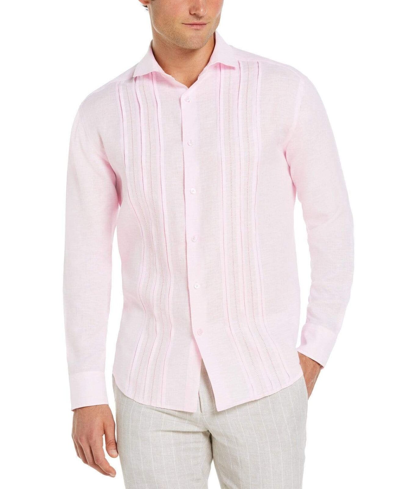Cubavera Men's Triple Tuck Embroidered Long-Sleeve Shirt Rose Shadow 2XL