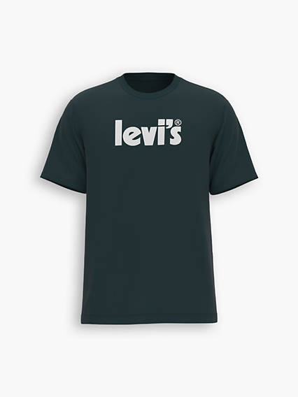 Levi's Mens Relaxed Fit Crew neck Poster Logo T shirt  Green Large